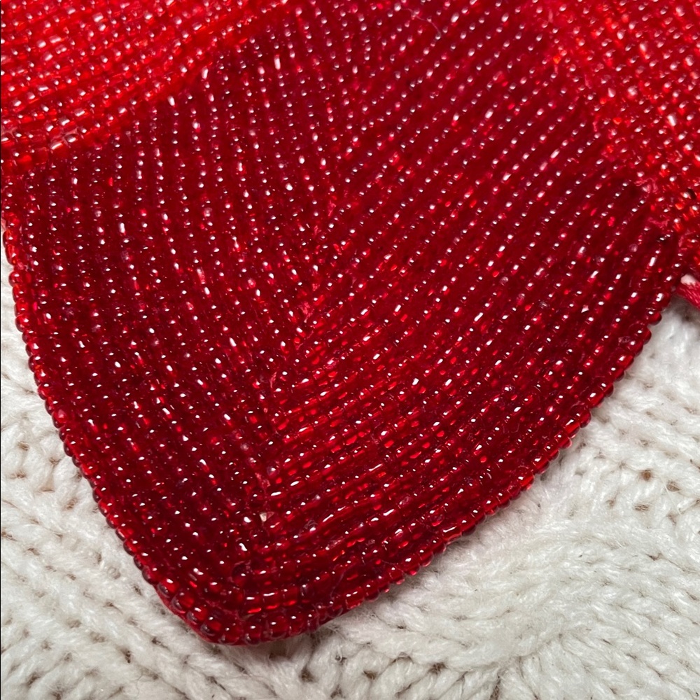Living Quarters Glass Beaded Red Poinsettia Centerpiece Charger Placemat 15" - Picture 5 of 10